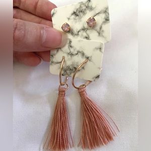 Clearance Pink Tassel Earring Set | Costume Jewelry